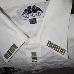 Pink Pelican White Shirt with Gold Accents